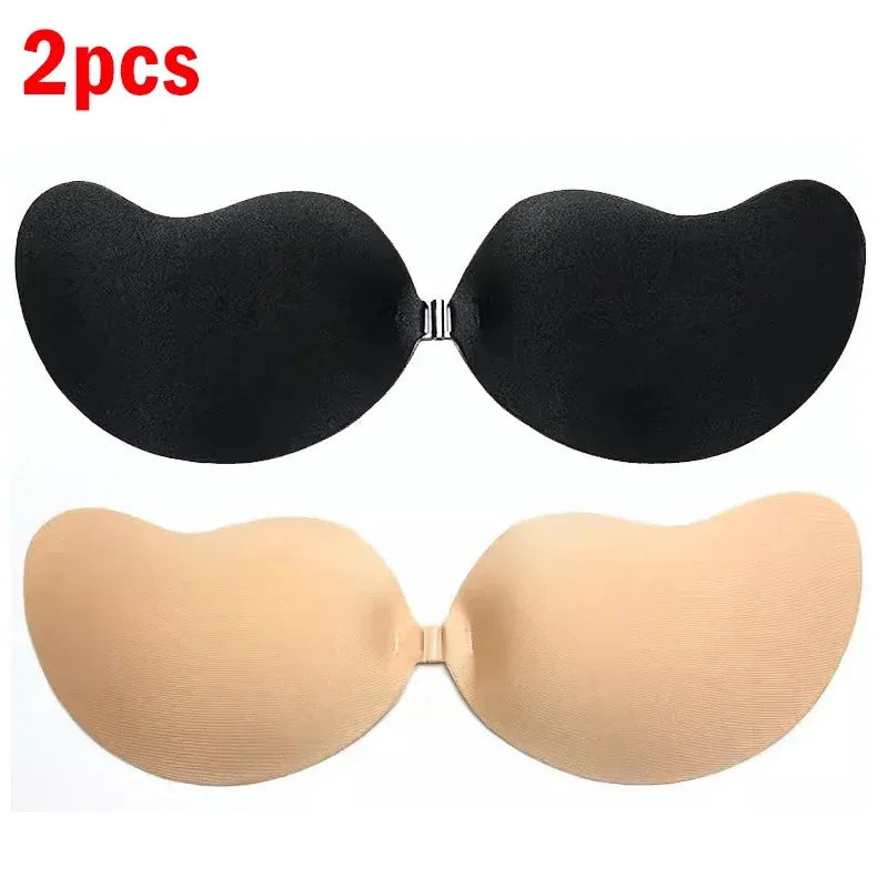 INTIMO SECRETS Women’s Invisible Push-Up Bra – Self-Adhesive Silicone Backless Strapless Bra