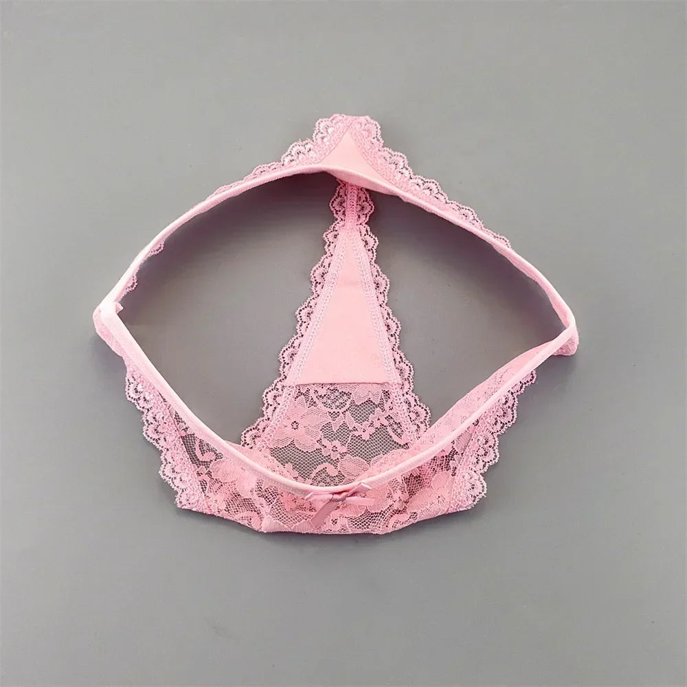 INTIMO SECRETS Plus Size Lace Cotton Thongs – Seamless T-Back G-String Underwear for Women 3PC