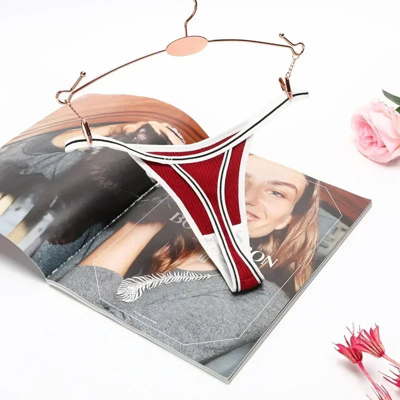 INTIMO SECREST Seamless Ribbed Cotton Thong Panties for Women