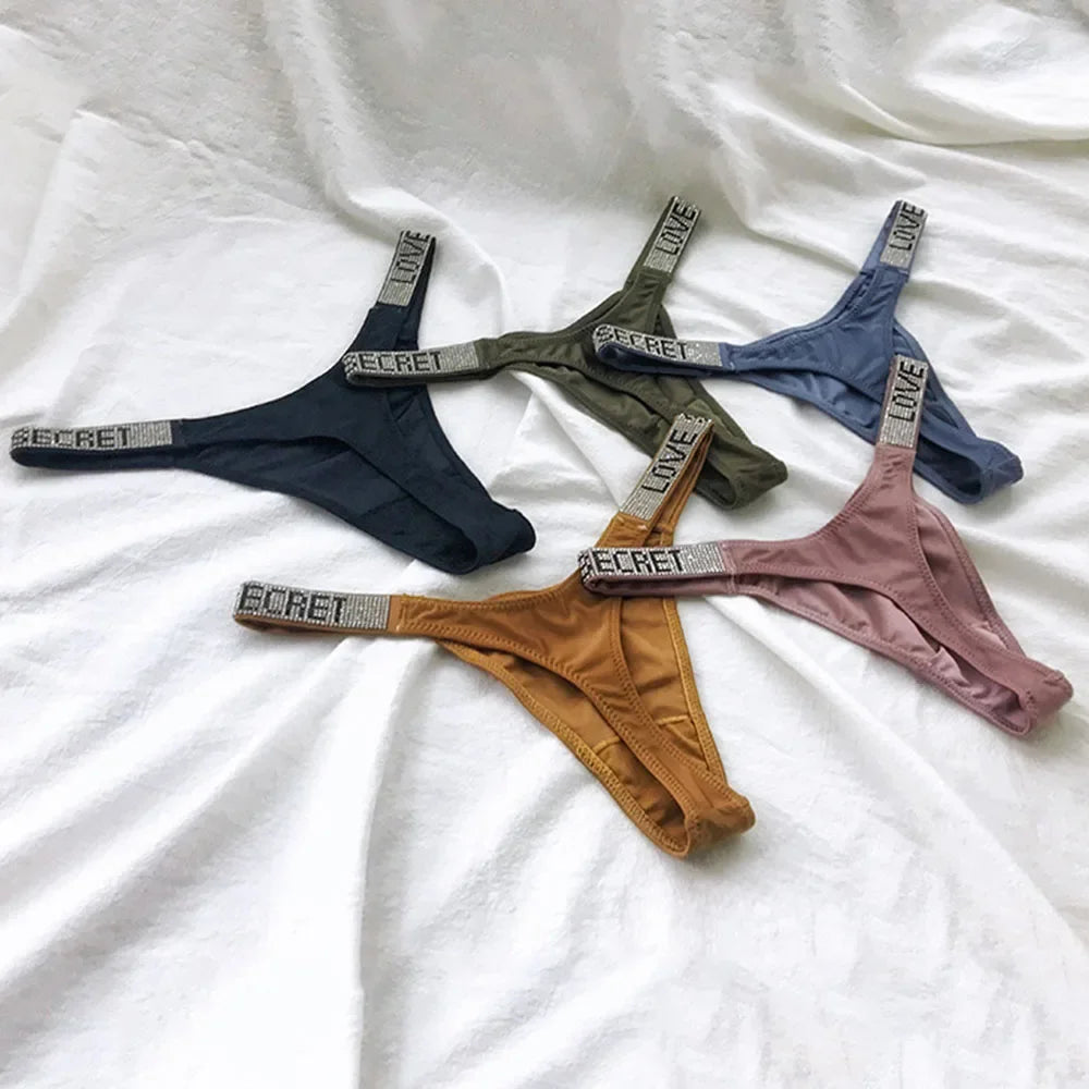 INTIMO SECRETS Women’s Sexy Rhinestone Low-Waist Thong Panties
