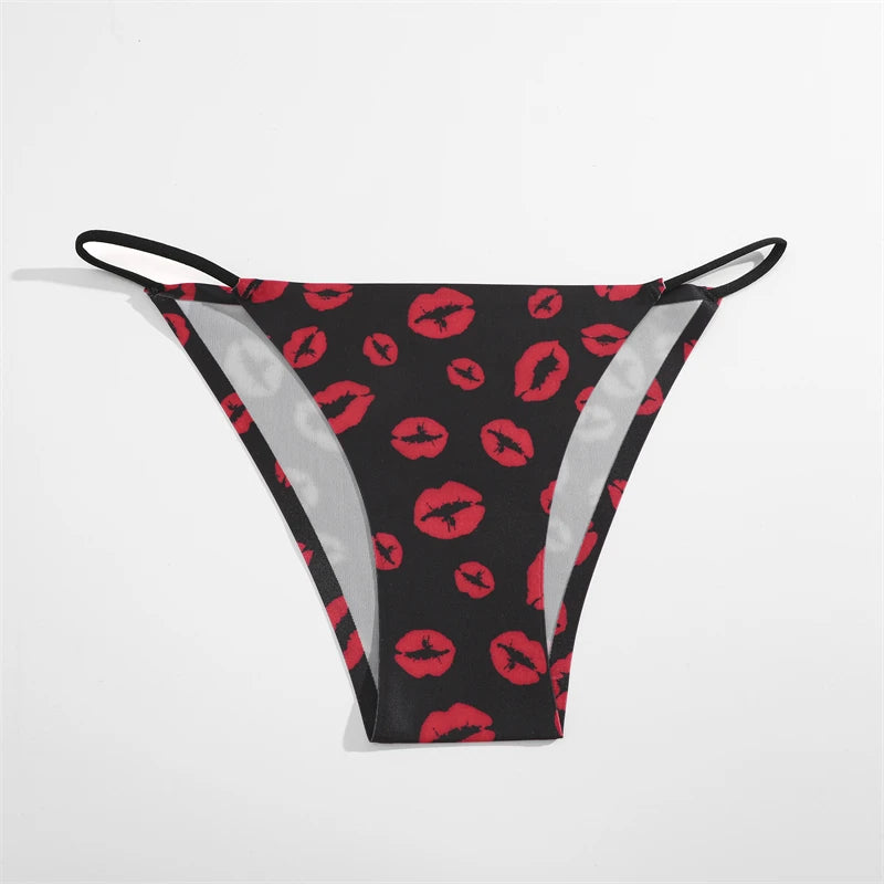 4Pcs/Set Graphic Print Briefs Women Seamless Ultra-thin Panties Sexy Low Waist Leopard Love Underwear Girls Breathable Lingerie