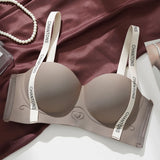Seamless Letter Print Push Up Bras for Women Without Steel Rings Trendy Underwear Anti-Slip Small Chest Bra Adjustable Straps