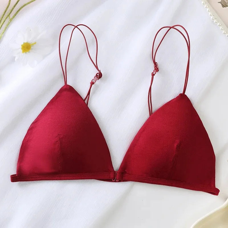 Summer Hit Low Cut Backless Pure Cotton Wrap Chest Bra Women's Sexy Interest Triangle Cup Strapless Underwear Intimate Apparel