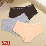 INTIMO SECRETS 3PCS Women’s Cotton Seamless Briefs – Plus Size Low-Waist Panties (S-XXL)