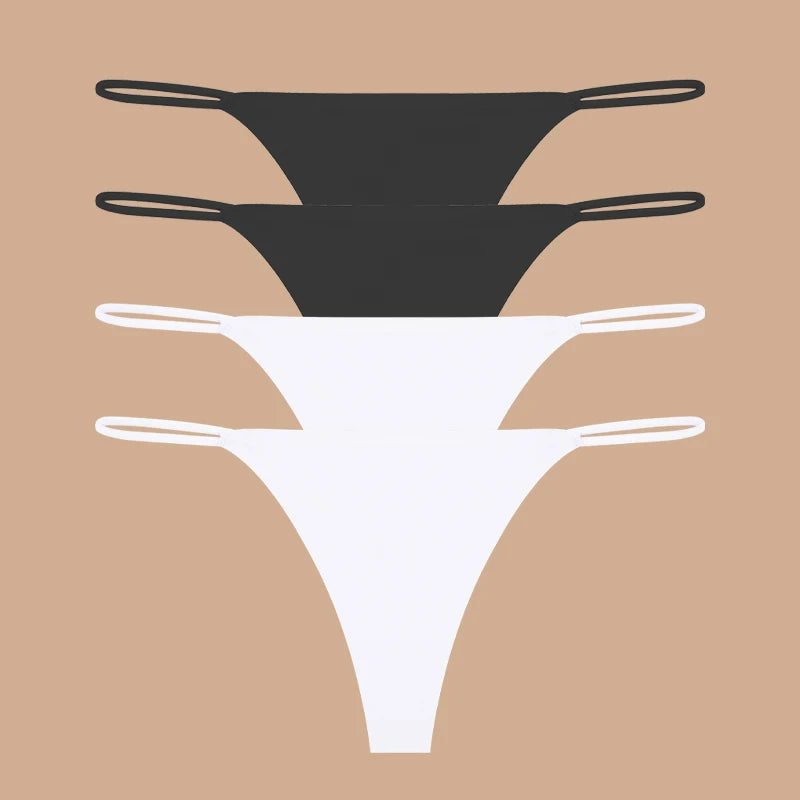 INTIMO SECRETS 4-Pack Women’s Seamless Ice Silk Thongs – Low-Waist, Stretchy G-String Panties