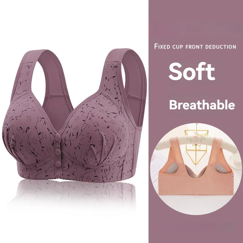 INTIMO SECRETS Women’s Floral Wireless Bra – Breathable Comfortable Front-Button Traceless