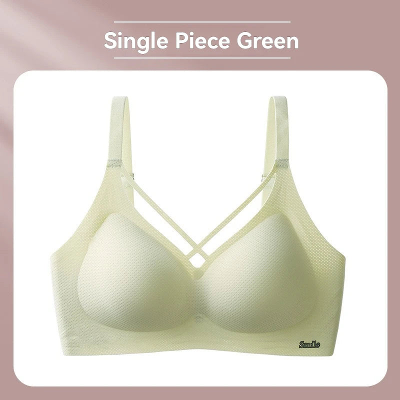 INTIMO SECRETS English Ice Silk Bra Set – Thick Cup, Wire-Free, Gathered Lingerie
