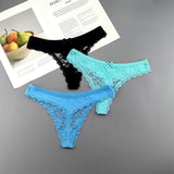 INTIMO SECRETS Plus Size Lace Cotton Thongs – Seamless T-Back G-String Underwear for Women 3PC