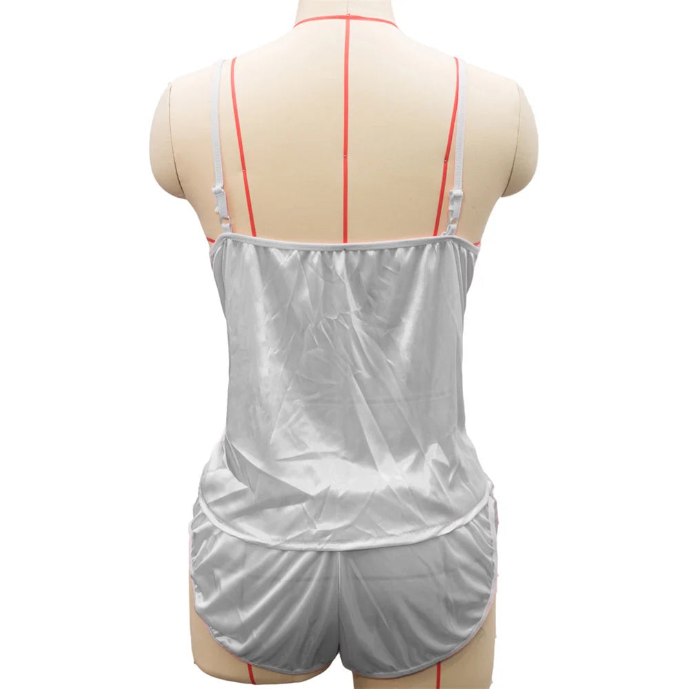 New Women Pajamas Lingerie Set Satin Silk Camisole Shorts Sets 2 Pieces Sleepwear Top And Shorts Nightwear Suits Sleeveless Tops