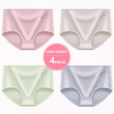 4Pcs High Waist Women Panties Body Shaper Underwear Cotton Sexy Ladies Briefs Slim Panty Breathable Solid Color Ladies Lingerie