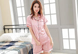 Womens Silk Satin Pajamas Set Sleepwear Pijama Women's Loungewear Pajamas Suit Female Sleep Two Piece Set Feminino Fofo Pyjamas