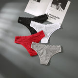 INTIMO SECRETS Women’s Low-Waist Hollow Lace Embroidered Panties – Summer Breathable