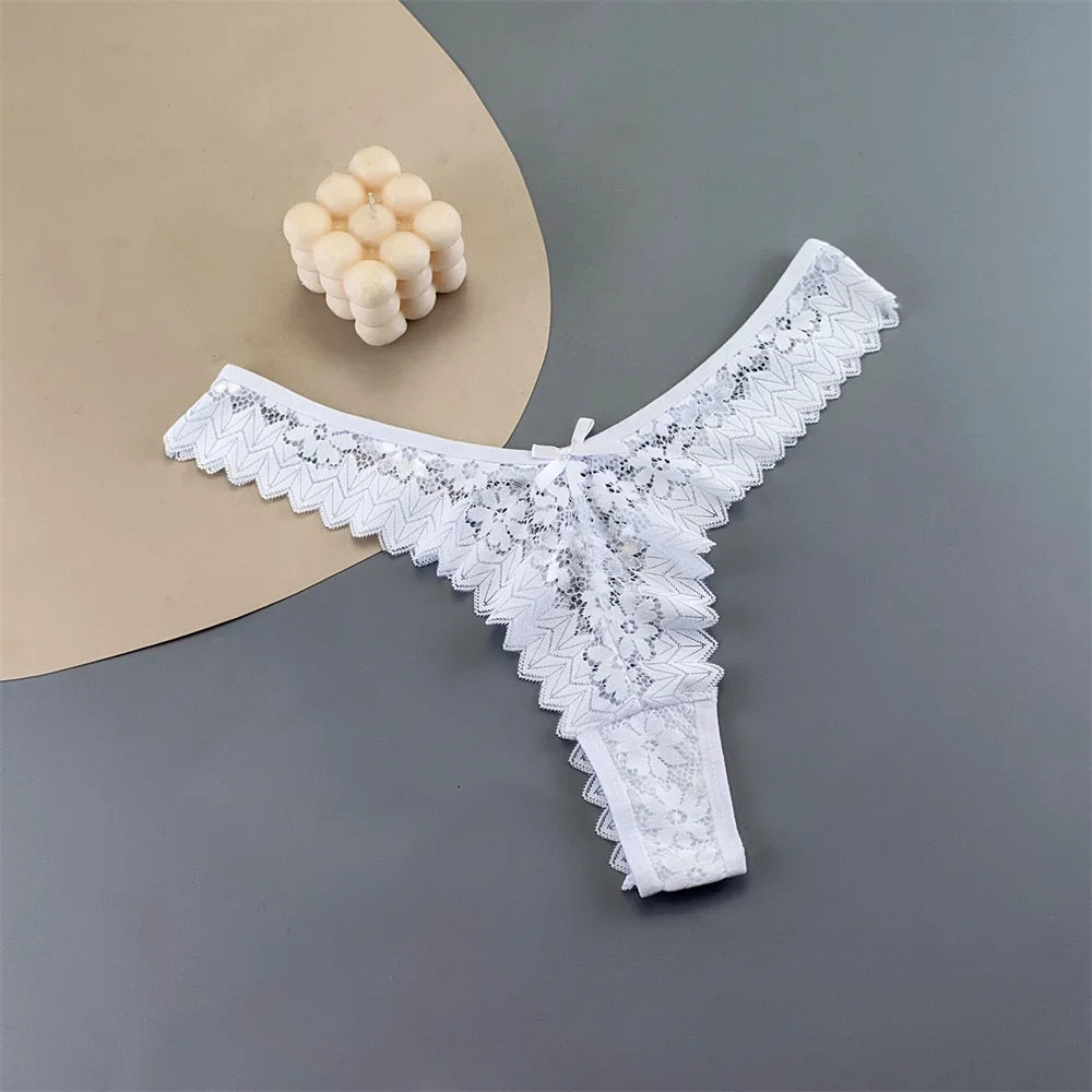 INTIMO SECRETS 3PCS Lace Thongs – Transparent Mid-Waist G-Strings Plus Size
