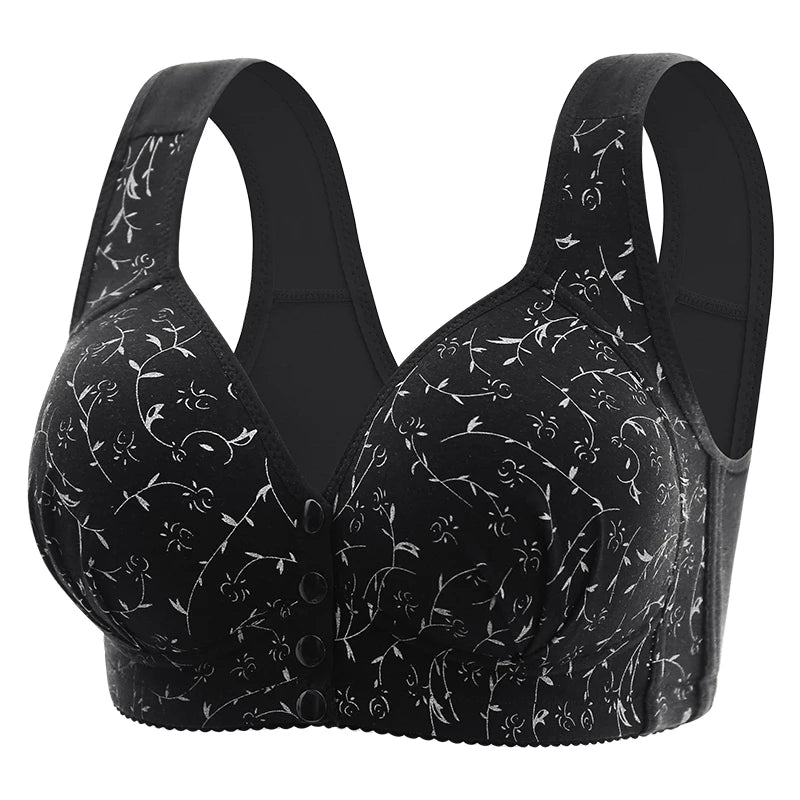 INTIMO SECRETS Women’s Floral Wireless Bra – Breathable Comfortable Front-Button Traceless