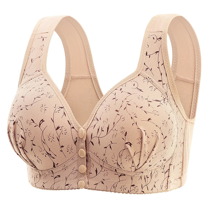 INTIMO SECRETS Women’s Floral Wireless Bra – Breathable Comfortable Front-Button Traceless
