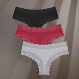 INTIMO SECRETS 3-Pack Women’s Floral Lace Cotton Panties – Sexy Soft Briefs S-XL