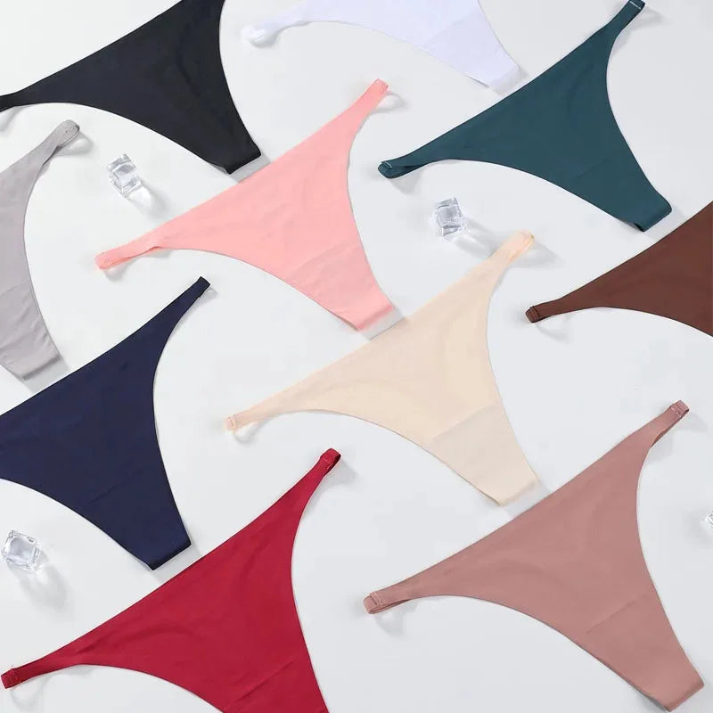 INTIMO SECRETS Bamboo Silk Seamless Thongs – Sexy V-Waist Antibacterial G-String & Breathable Soft Lingerie