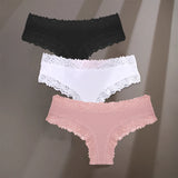 INTIMO SECRETS 3-Pack Women’s Floral Lace Cotton Panties – Sexy Soft Briefs S-XL