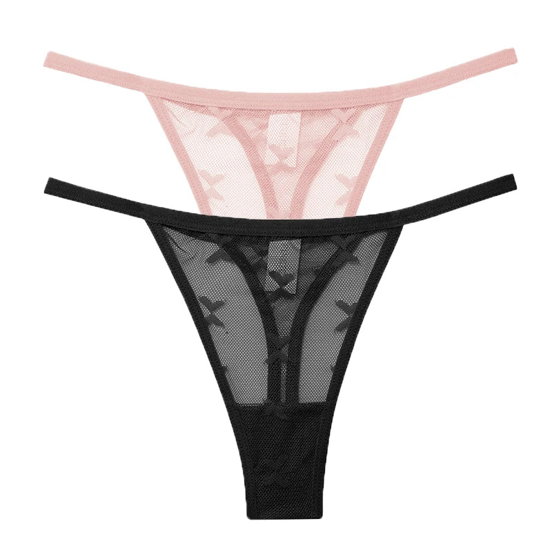 INTIMO SECRETS 2PCS Mesh Thongs – Transparent Seamless G-String Underwear for Women S-XL