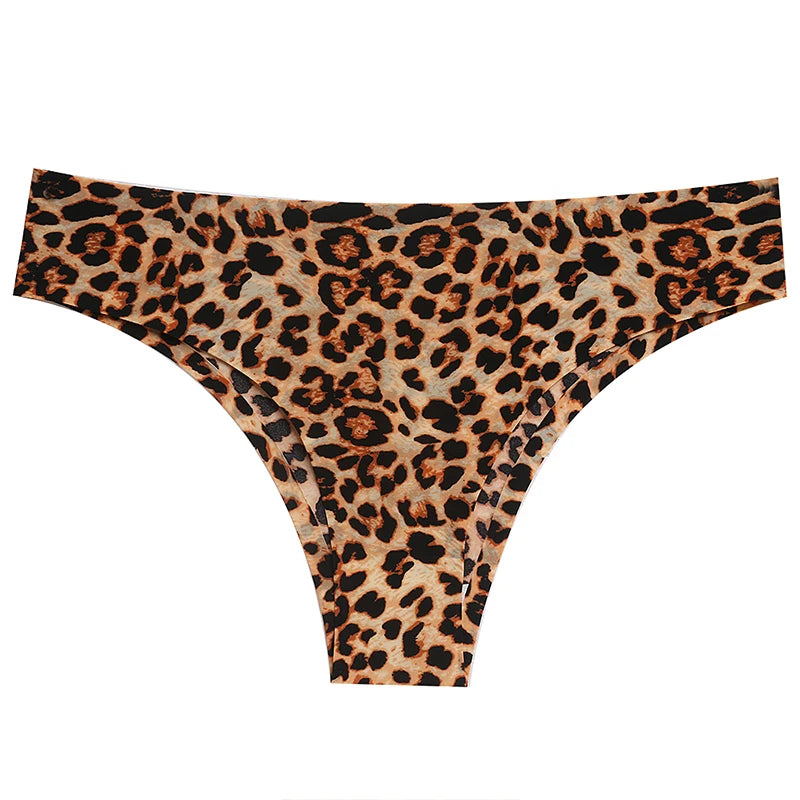 INTIMO SECRETS 3PCS Leopard Thongs – Seamless Satin G-String Underwear for Women