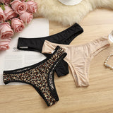 INTIMO SECRETS Women’s Leopard-Print Thong – Low-Waist Ice Silk Seamless G-String Panties