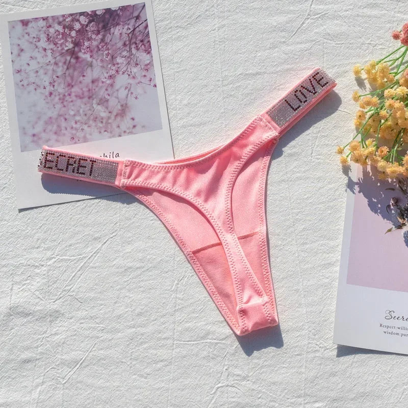 INTIMO SECRETS Sexy Rhinestone Low-Rise Thong for Women