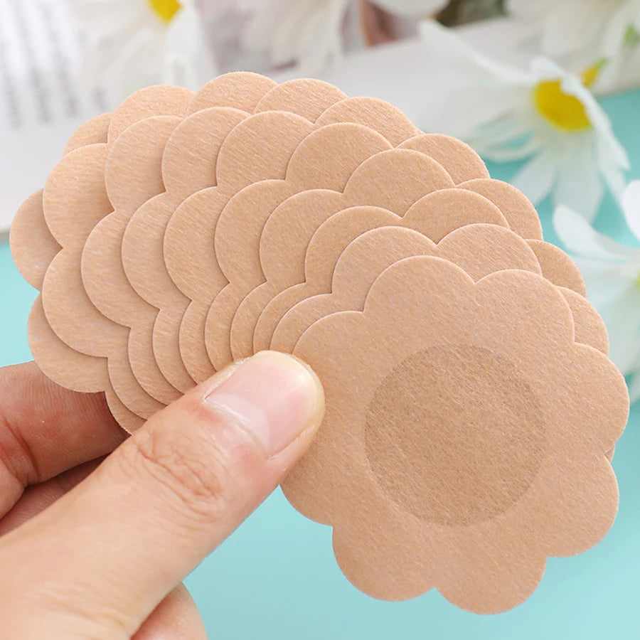 100PC Cloth Nipple Cover Teat Hide Women Disposable Nipple Pasties Piece Breast Petals Invisible Bra Padding Chest Sticker Patch