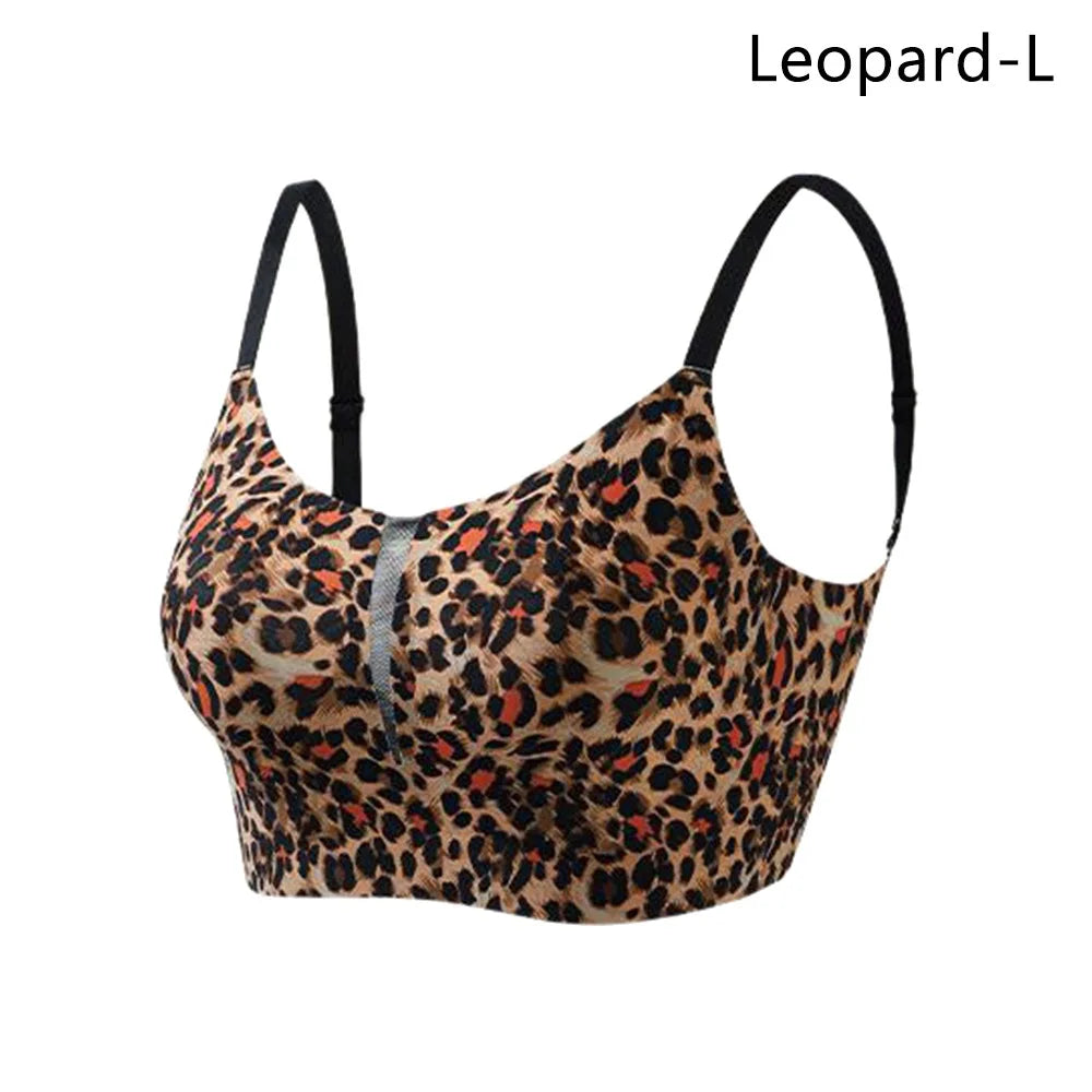 INTIMO SECRETS Leopard Print Wireless Minimizer Bra – Anti-Sag, Large Bust Support