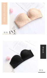 INTIMO SECRETS Women’s Sexy Strapless Bra – Black Lace Seamless Push-Up Invisible Bralette