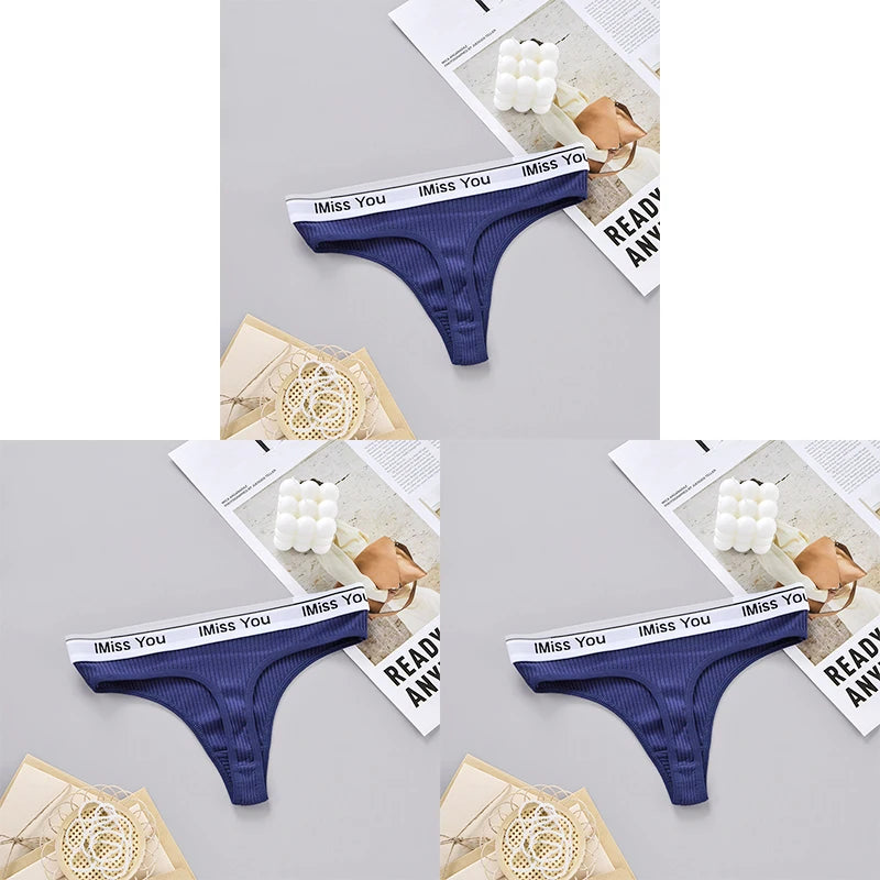 INTIMO SECRETS 3-Pack Women’s Cotton Thongs – Low-Waist, Soft & Comfortable G-String Panties