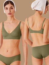 INTIMO SECRETS One-Piece Seamless Wireless Push-Up Bra Deep V Padded Bralette