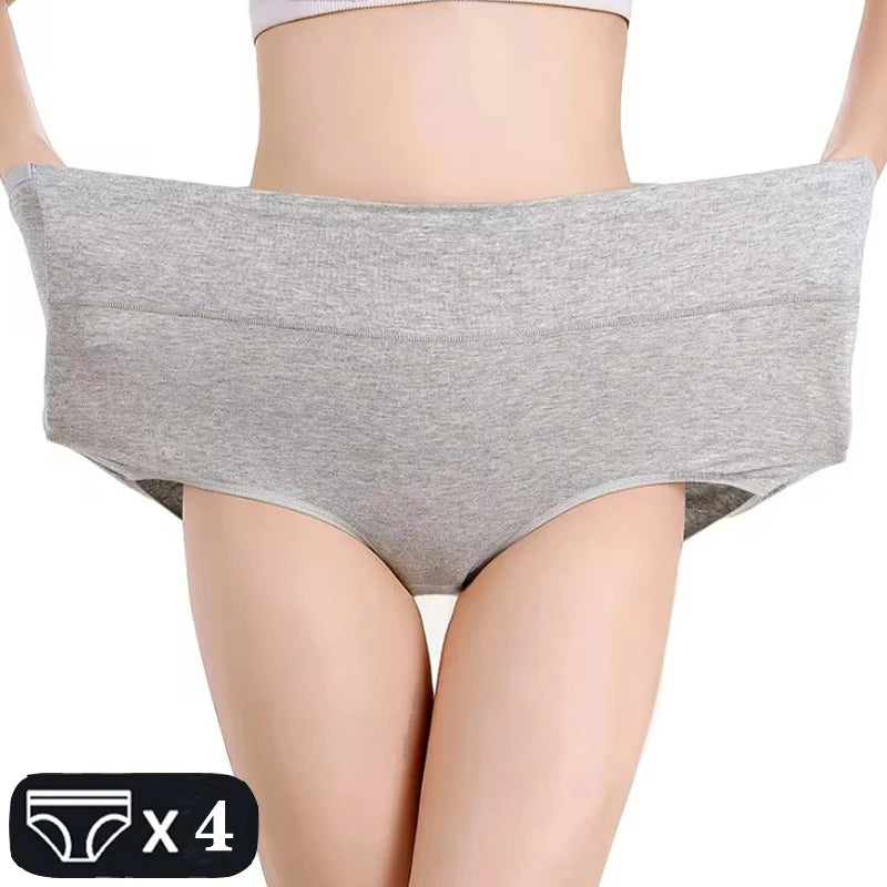 INTIMO SECRETS 4PCS High Waist Cotton Panties – Plus Size Women L-5XL