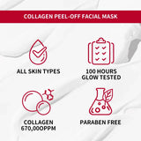 Real Collagen Fit, Collagen Wrapping Mask, Collagen 670,000ppm, Peel Off Facial Mask for elasticity, Hydrating, Glow, Glass Skin