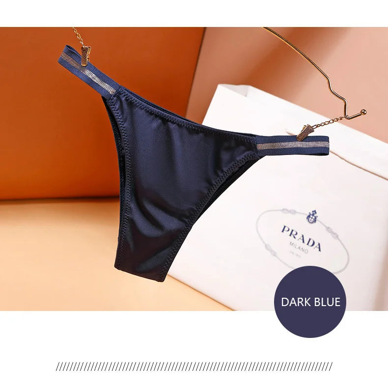 INTIMO SECRETS Ice Silk Thongs – Seamless Low-Waist G-String Underwear for Women