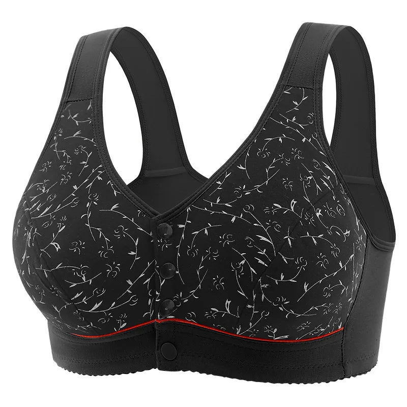 INTIMO SECRETS Women’s Floral Wireless Bra – Breathable Comfortable Front-Button Traceless