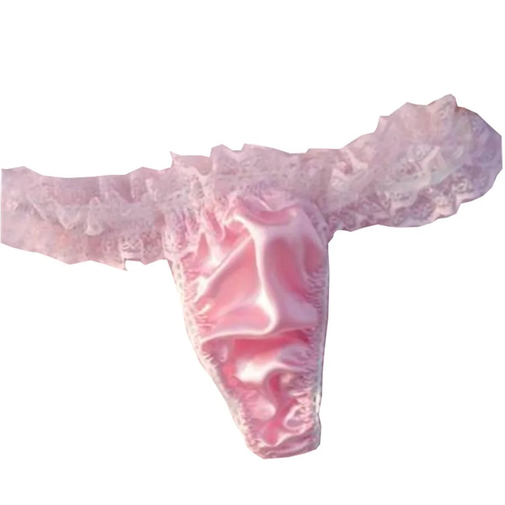 INTIMO SECRETS 1/4Pcs Women’s Sexy Thongs – Low-Waist Lace Splicing Silk G-String Underwear