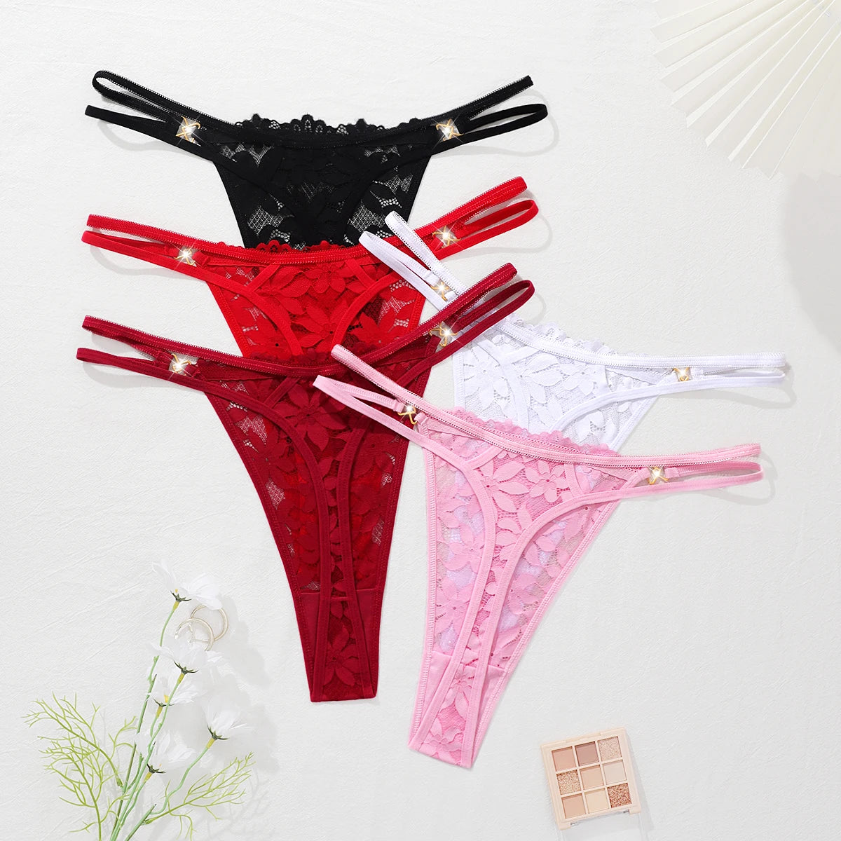 INTIMO SECRETS 5-Pack Multi-Color Plus-Size Women’s Sexy G-String Thongs – Elegant Lingerie 1XL-4XL