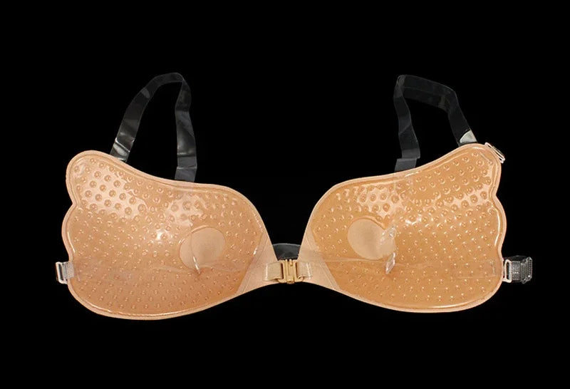 INTIMO SECRETS Women’s Silicone Nipple Cover – Invisible Push-Up Bra with Transparent Straps, Backless & Reusable