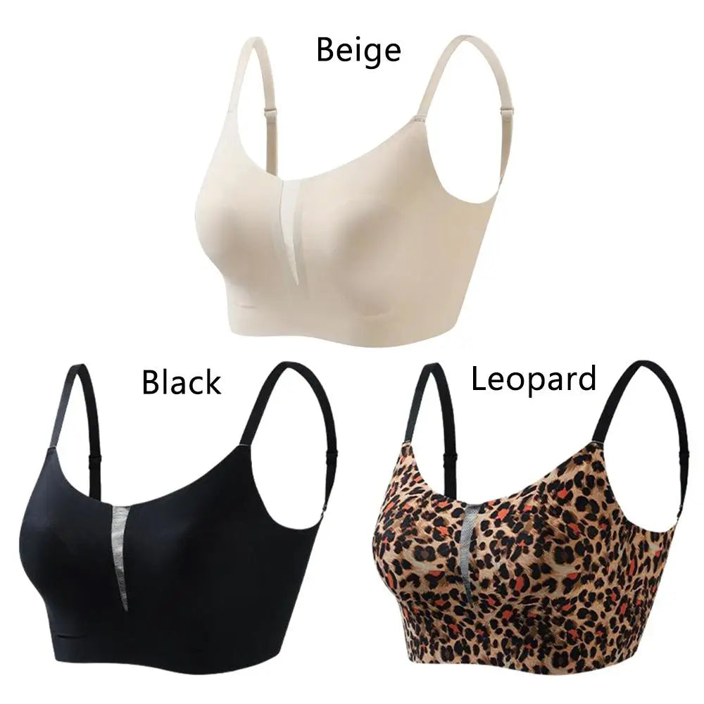 INTIMO SECRETS Leopard Print Wireless Minimizer Bra – Anti-Sag, Large Bust Support