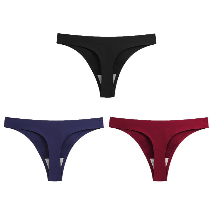 INTIMO SECRETS 3PCS Silk Satin Thongs – Sexy Seamless G-String Underwear for Women