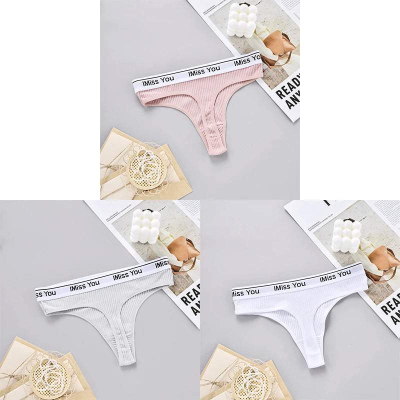 INTIMO SECRETS 3-Pack Women’s Cotton Thongs – Low-Waist, Soft & Comfortable G-String Panties