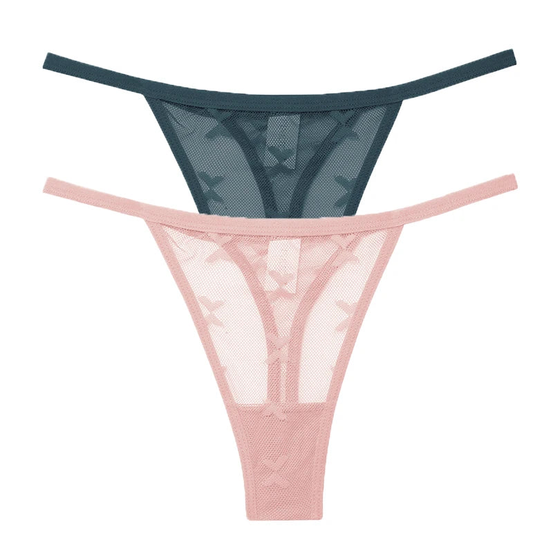 INTIMO SECRETS 2PCS Mesh Thongs – Transparent Seamless G-String Underwear for Women S-XL