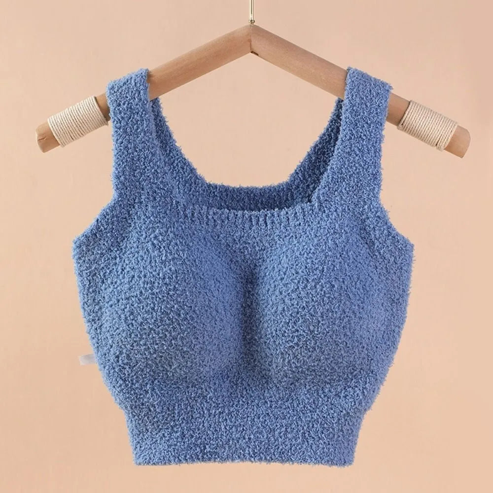 INTIMO SECRETS Winter Warm Fleece Bralette – Padded Thermal Crop Top