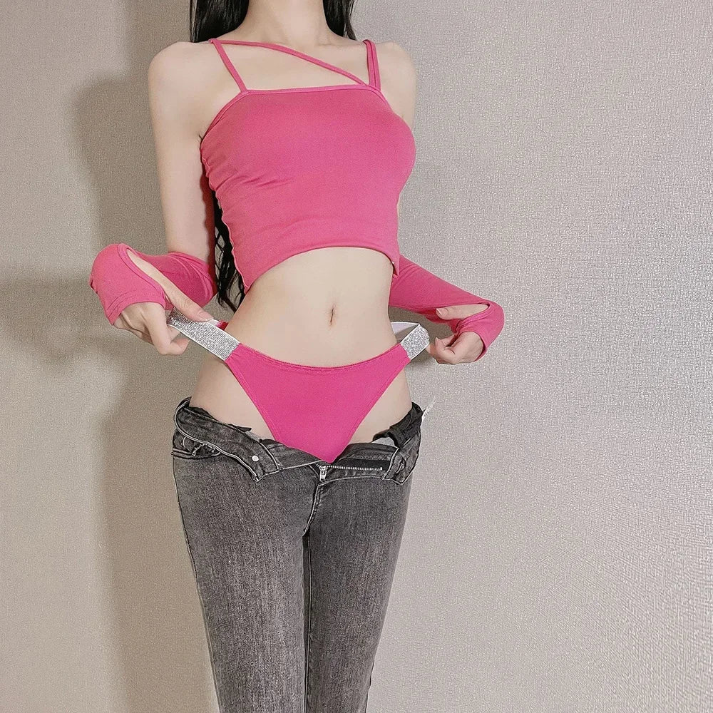 INTIMO SECRETS Women’s Low-Waist Rhinestone Letter G-String Thong