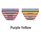 2PCS/Set Women Cotton Plus Size Panties M-4XL Comfort Underwear Sexy Colorful Rainbow Striped Lingerie Girls Cute Briefs NK608