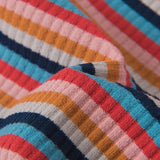 2PCS/Set Women Cotton Plus Size Panties M-4XL Comfort Underwear Sexy Colorful Rainbow Striped Lingerie Girls Cute Briefs NK608