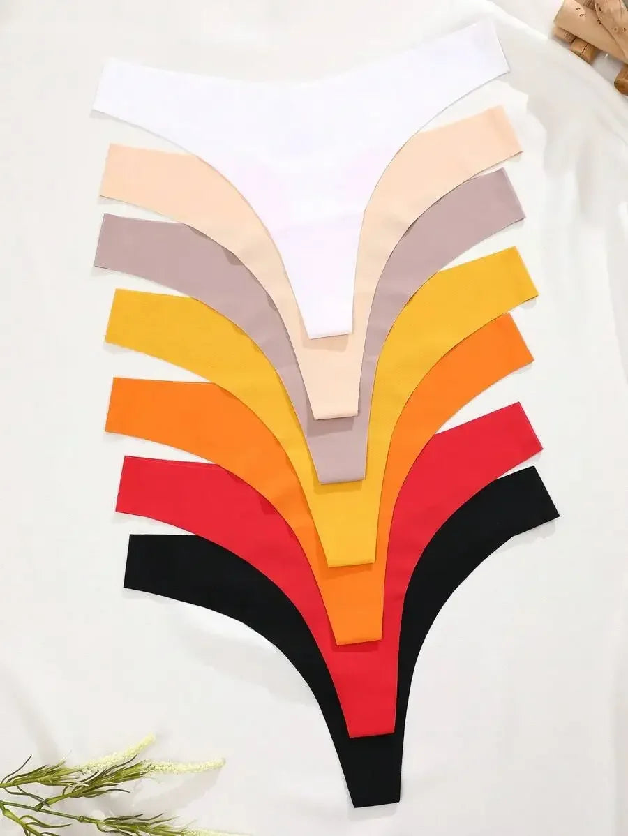 INTIMO SECRETS 7-Pack Women’s Seamless Ice Silk Low-Rise Thong Panties (XS-XL)