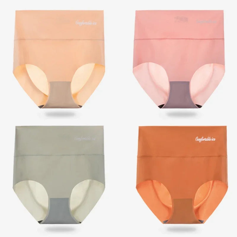 Ice Silk Seamless Briefs for Women High Waist Ultra-thin Sexy Panties Underwear Breathable Invisible Female Lingerie Underpants