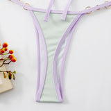 INTIMO SECRETS Women Contrast Halter Bikini Set Deep V Pearl Swimwear