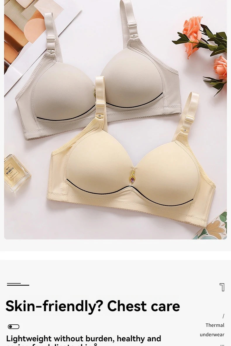 New Non-magnetic Thin Cup Glossy Fat Mm Bra Large Size No Underwire Comfortable Breathable Gathered Women's Underwear